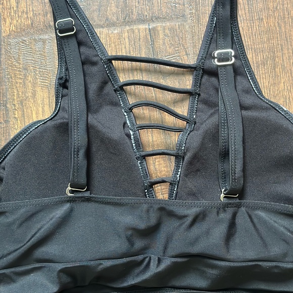 Two piece swimsuit XXL black with flowers - Picture 5 of 6